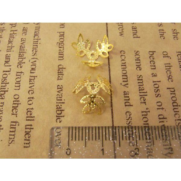 座金・花座パーツビーズキャップ14mm 約100個 金 GOLD : 紗や工房
