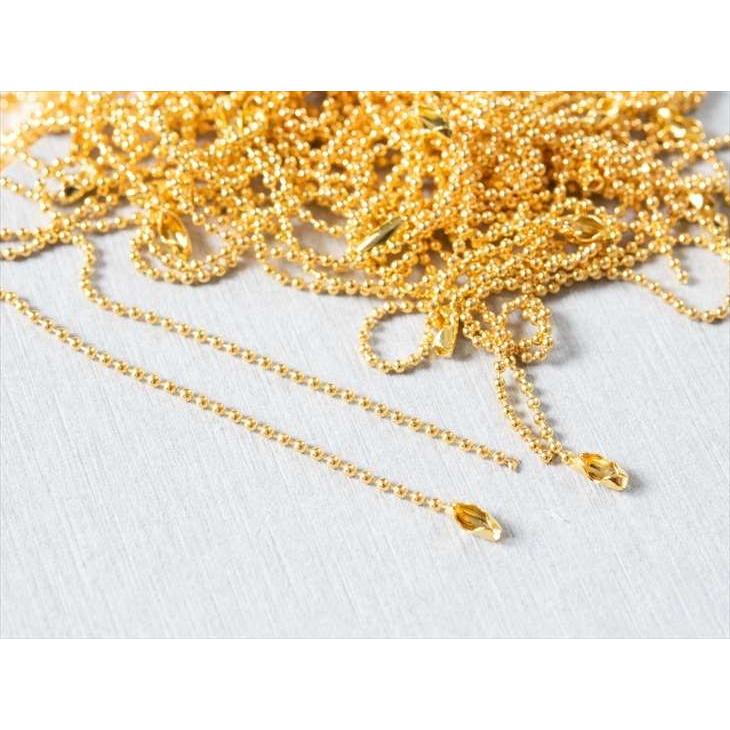 ボールチェーン 1mm玉 ゴールド 約12cm 25本 約25個 ニッケルフリー 鎖