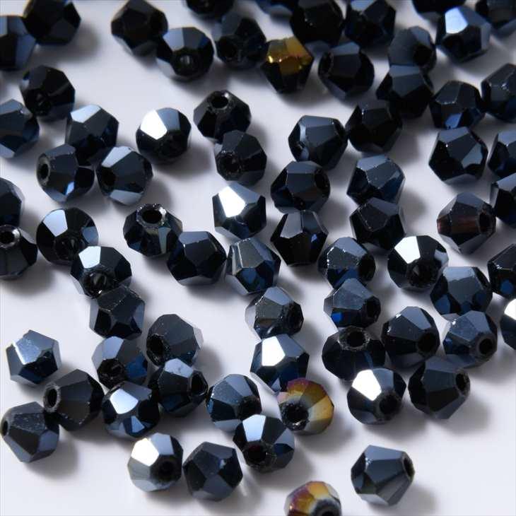 ガラスカットビーズ 高級クリスタルカットビーズ 約95個 約4mm 16面