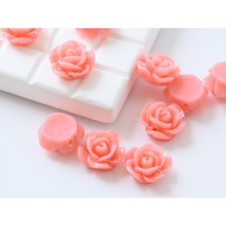 お買得　薔薇のカッティングのパーテーション2連 ライトアイボリー薔薇柄生地ピンク カボション パーツ バラ 通し穴付き ベビーピンク 10mm 10個 10ヶ 薔薇