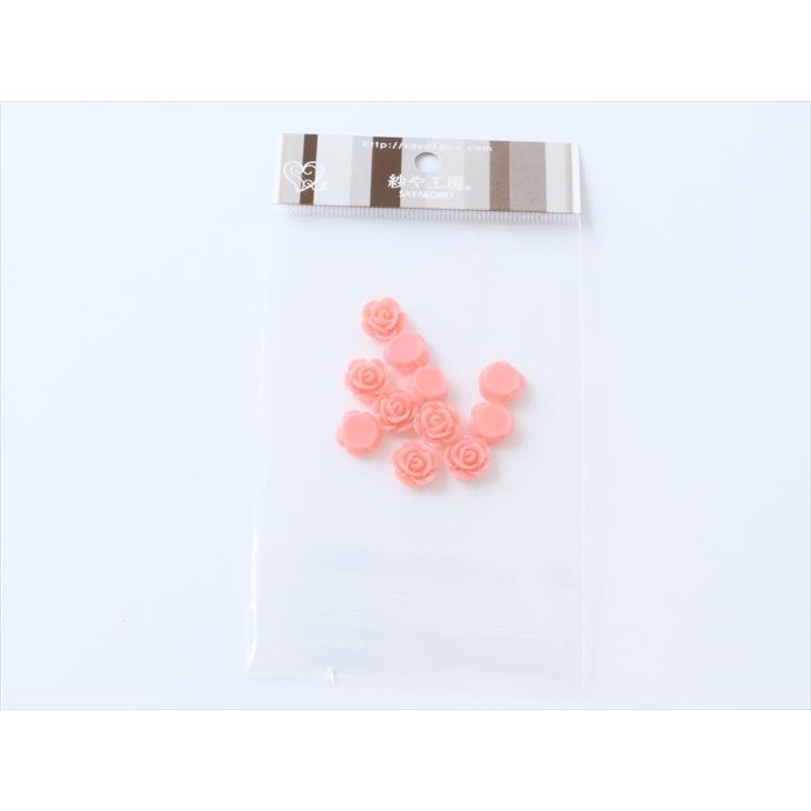 カボション パーツ バラ 通し穴付き ベビーピンク 10mm 10個 10ヶ 薔薇 