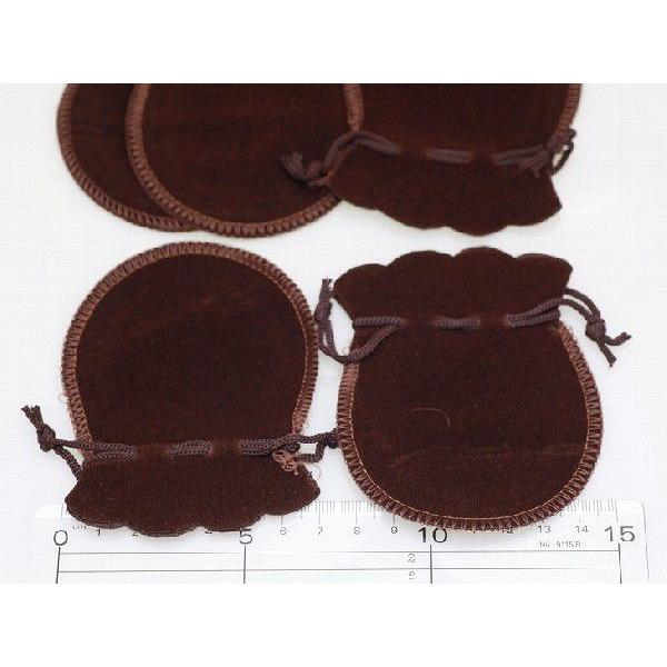 ジュエリー袋(約7.5×9.2cm)5枚セット 茶 ベロア調 ベルベット調