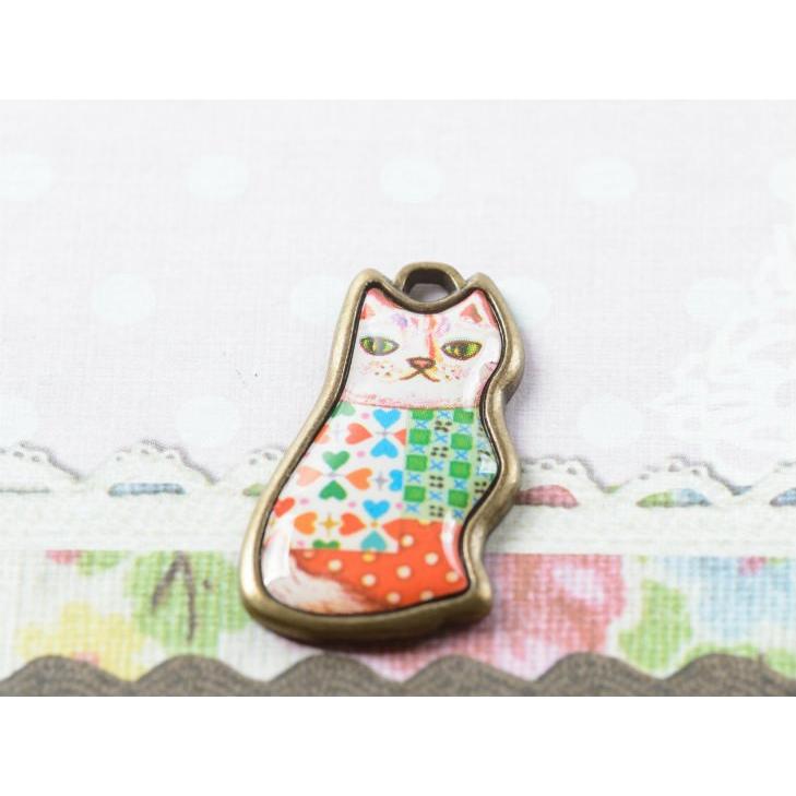 猫チャーム パッチワーク 約27x15mm 金古美 イラスト キャット カン付 金属チャーム アクセサリーパーツ ハンドメイド資材 手芸材料 Ap 紗や工房 Yahoo 店 通販 Yahoo ショッピング