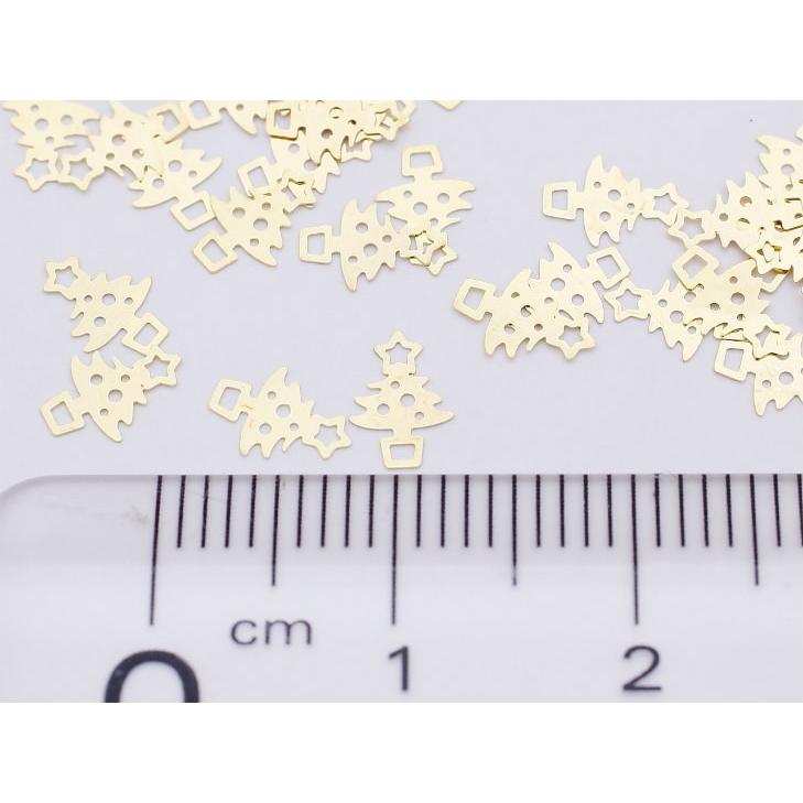 メタルパーツ POPなクリスマスツリー(約6.5x4.6mm)約50個 ゴールド 透かしパーツ アートパーツ 埋め込み 封入 手芸用品 材料 雑貨｜ysayakobo｜02