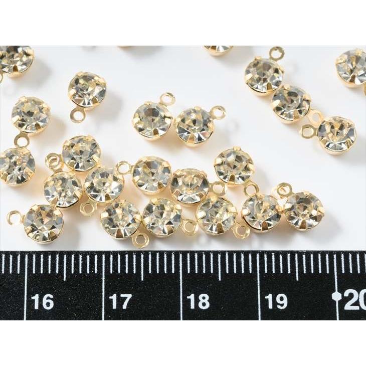 ラインストーンパーツ(約5mm)約25個 KC金xクリスタル ラウンド カン