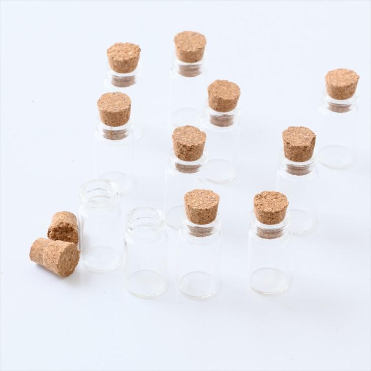 ガラス小瓶 コルク栓 絞り口タイプ クリア 27mm 10個 コルク瓶 ガラス