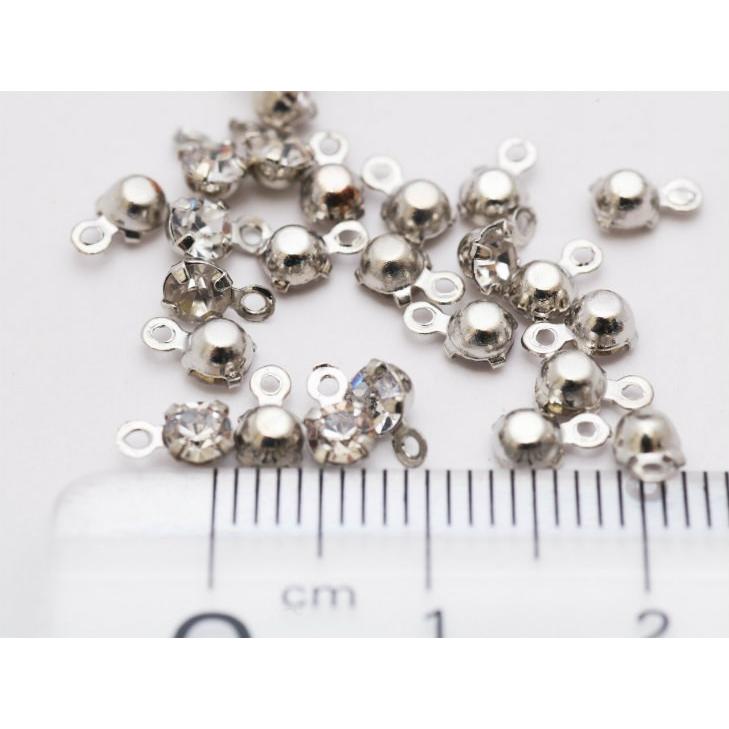 ラインストーンパーツ(約3mm)約25個 シルバーxクリスタル ラウンド