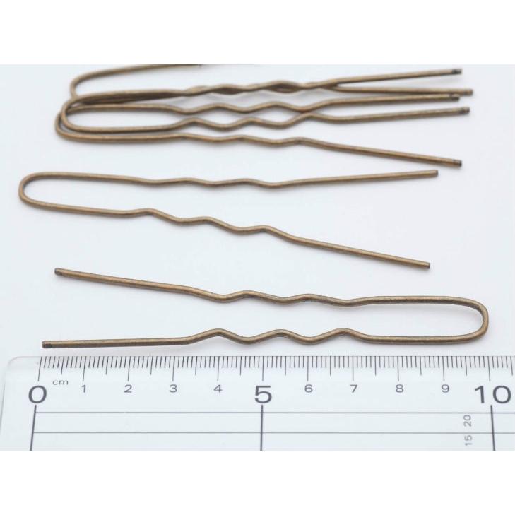 かんざしパーツ U字(約10cm)約5個 金古美 ヘアースティック 二股