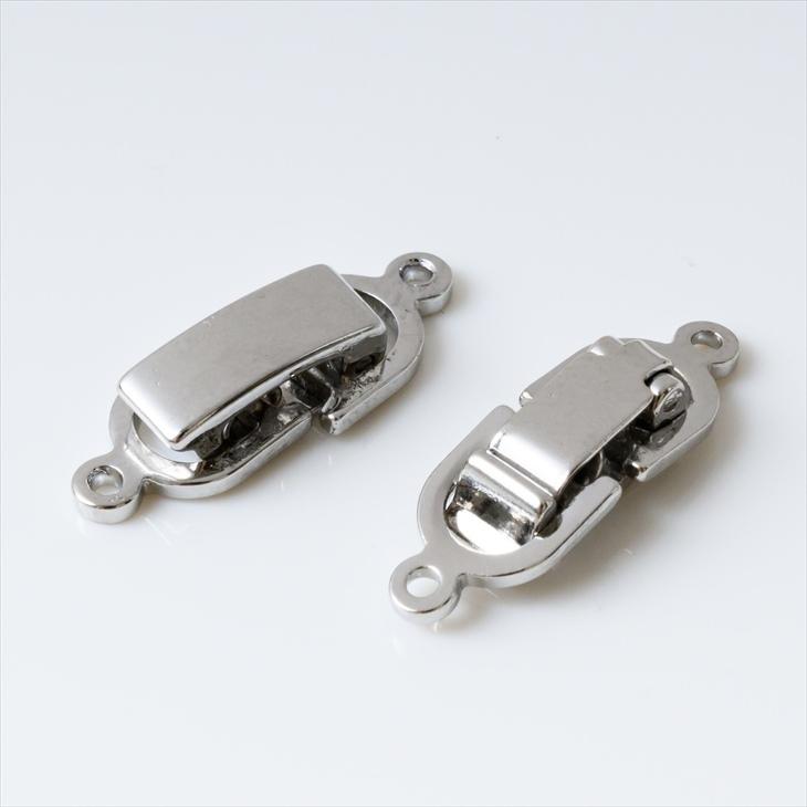 留め金具 中留め・1連(約18x6mm)2個 シルバー 中折れクラスプ 中折れ式