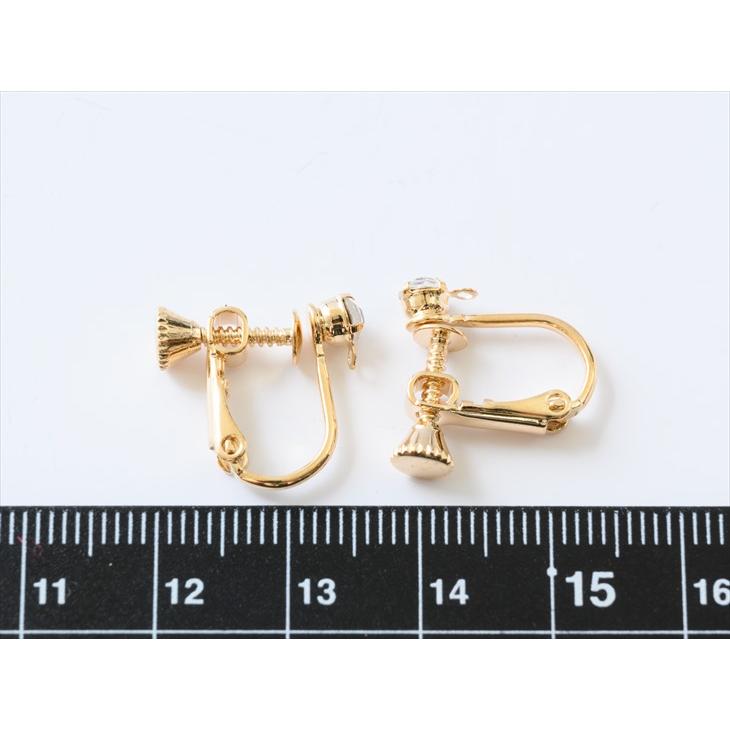 ラインストーン付イヤリング パーツ(約15mm)1ペア(2ヶ) ゴールドx