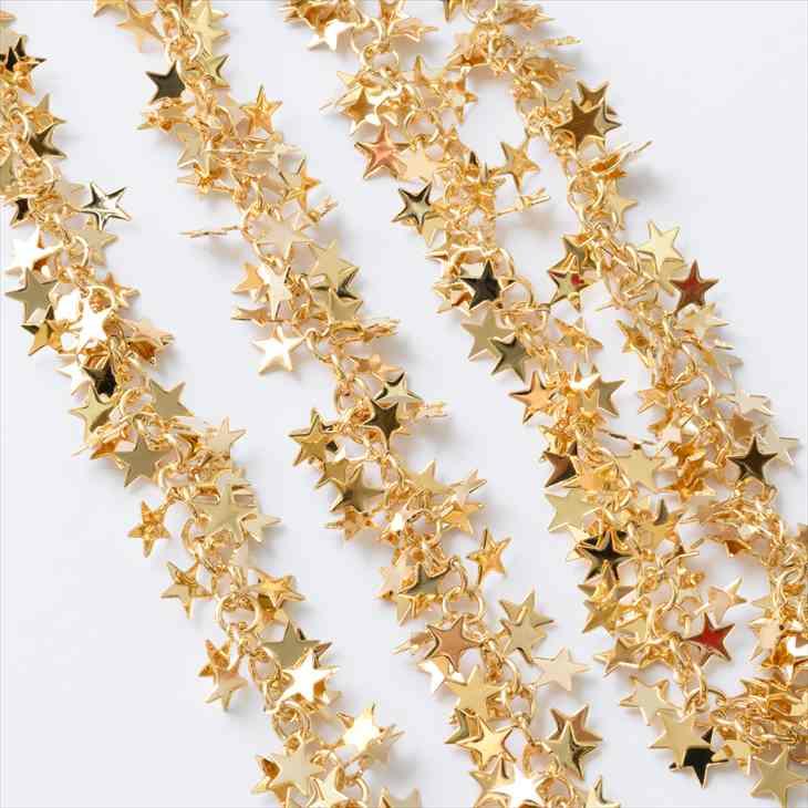 星付きチェーン(約5.3mm)約1m ゴールド スターチャーム付き 装飾付き