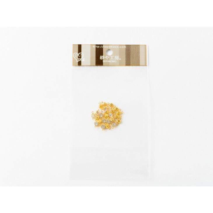 ラインストーンパーツ 約4mm 約25個 ゴールドxクリスタル ラウンド 両カン付き 台付き フレームストーン 手芸材料 アクセサリー素材 Ap 紗や工房 Yahoo 店 通販 Yahoo ショッピング