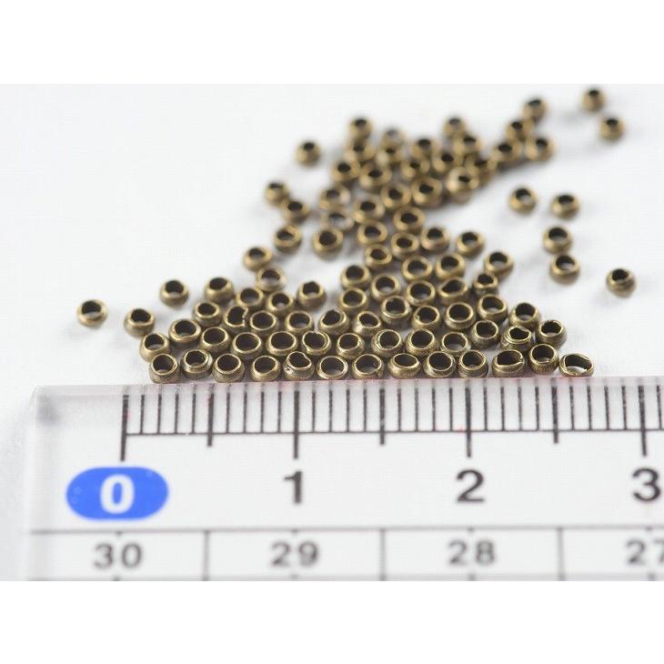 カシメ玉 アンティークゴールド 2mm 約100個 100ヶ つぶし玉 エンドパーツ 留め具 接続金具 ビーズ資材 約0.2cm アクセサリーパーツ パーツ｜ysayakobo｜02