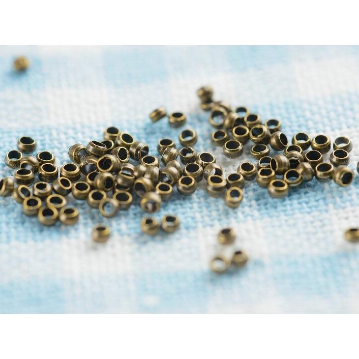 カシメ玉 アンティークゴールド 2mm 約100個 100ヶ つぶし玉 エンドパーツ 留め具 接続金具 ビーズ資材 約0.2cm アクセサリーパーツ パーツ｜ysayakobo｜03