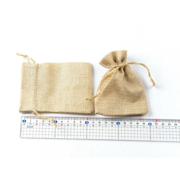ジュエリー袋 亜麻袋風 85mm 10枚 ベージュ 麻ライク ジュエリーケース