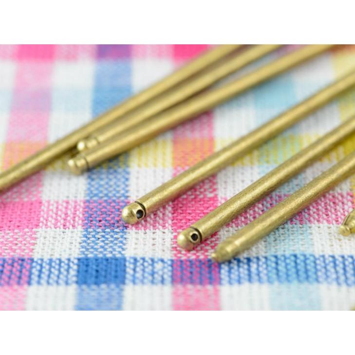 かんざしパーツ ニッケルフリー 一本挿し(約12.5cm)約10本 金古美 通し