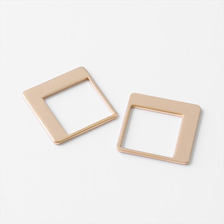 チャーム ダブルスクエア プレート KC金 20mm 2個 2ヶ シンプル 四角