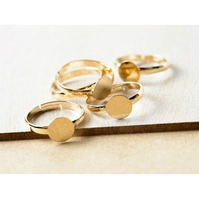紗や工房 リングパーツ 8mm 平皿付き フリーサイズ ゴールド 18mm 5個