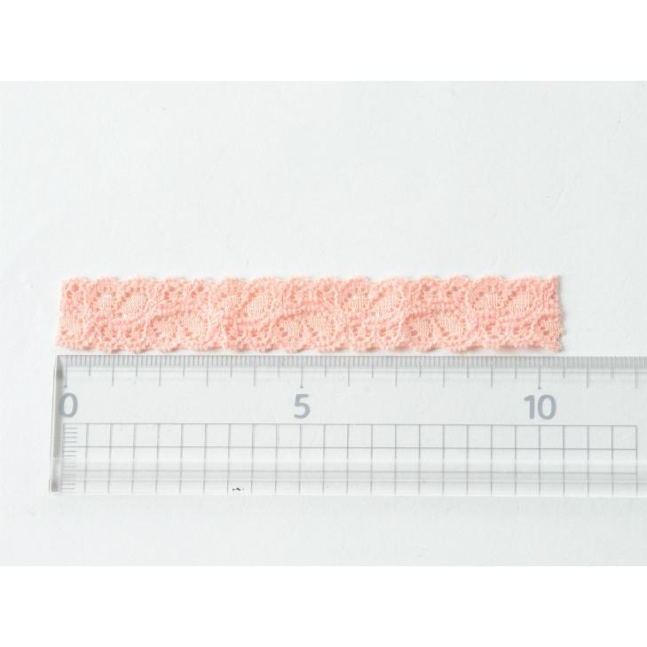 ストレッチレースリボン 幅約1.7cm 約50cm サーモンピンク ゴム 伸縮性