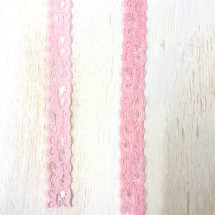 ストレッチレースリボン 幅約1.7cm 約50cm ピンク ゴム 伸縮性 手芸