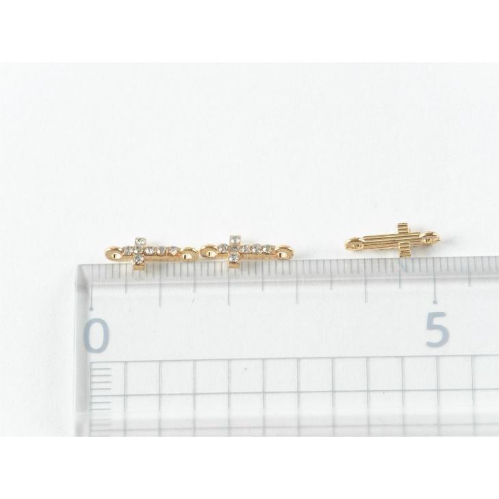 チャーム クロス ミニ ストーン付き 両カン付 ゴールド 14mm 3個 金属