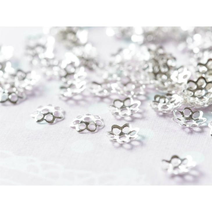 花座・座金パーツ 白銀 スチールメッキ 約6mm 約100個 アクセサリー メタルパーツ ハンドメイド 手作り 部品 材料 チャーム ビーズ|ysayakobo|03