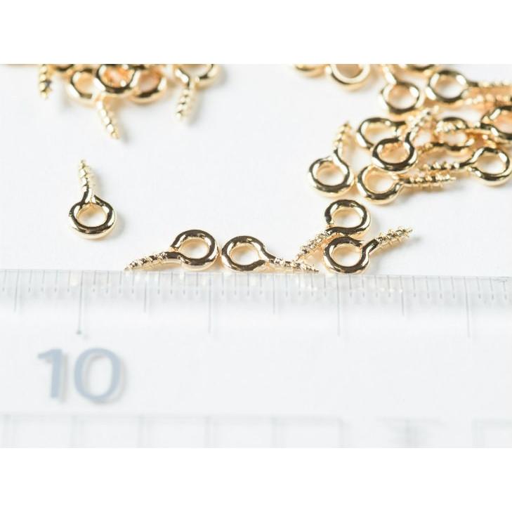 ヒートン ニッケルフリー ネジ式 KC金 8mm 約100個 金属アレルギー対応 カン フック 留め具 接続金具 副資材 アクセサリーパーツ ビーズ、アクセサリー道具、材料 丸カン 8mm ゴールド アクセサリーパーツ 約230個 材料 接続金具