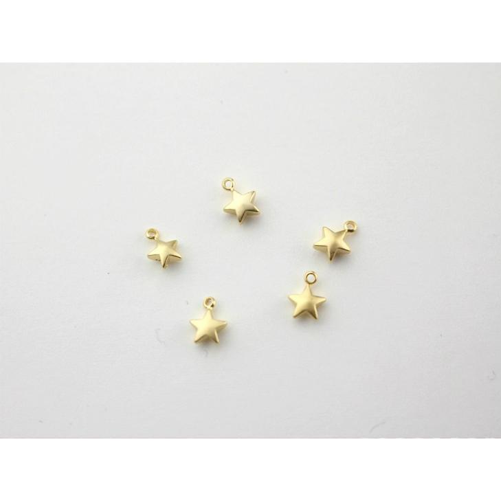 チャーム 星 ぷっくりデザイン カン付 マットゴールド 7mm 5個