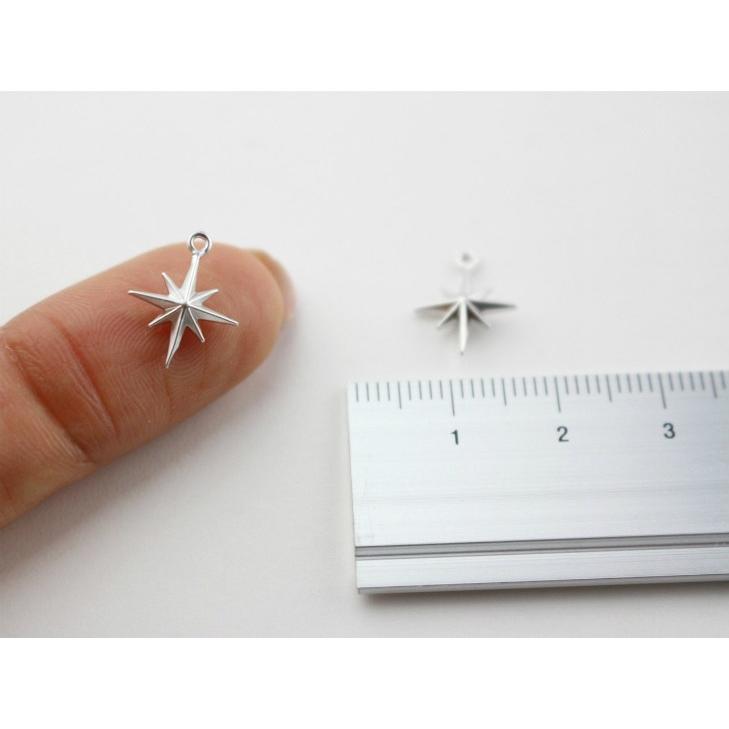 チャーム 星の輝き カン付 マットシルバー 13mm 1個 1ヶ シンプル