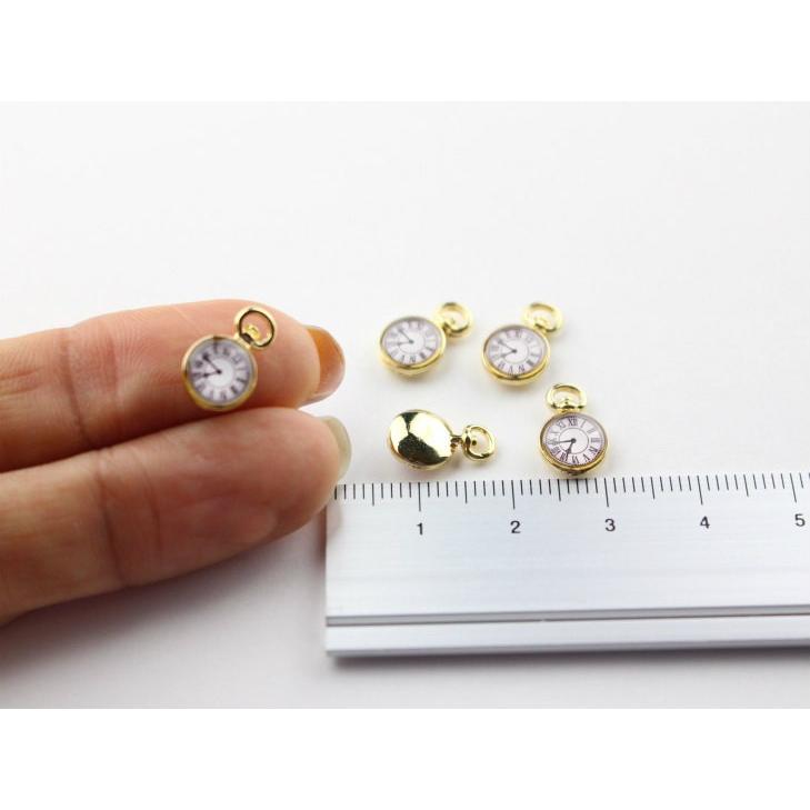 チャーム 時計 ミニ カン付 ゴールド 12mm 5個 5ヶ 小さめ 懐中時計