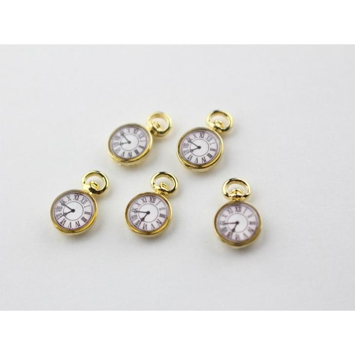 チャーム 時計 ミニ カン付 ゴールド 12mm 5個 5ヶ 小さめ 懐中時計