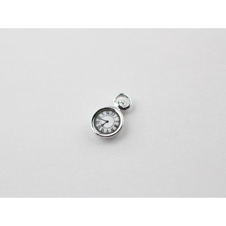 チャーム 時計 ミニ カン付 シルバー 12mm 1個 1ヶ 小さめ 懐中時計