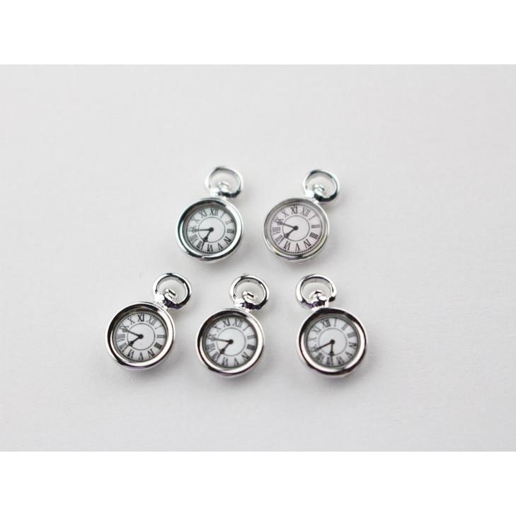 チャーム 時計 ミニ カン付 シルバー 12mm 5個 5ヶ 小さめ 懐中時計