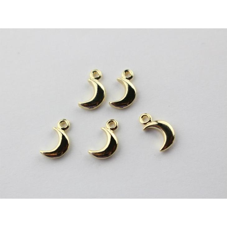 チャーム 三日月 ストーン付き カン付 ゴールド 10mm 5個 5ヶ シンプル