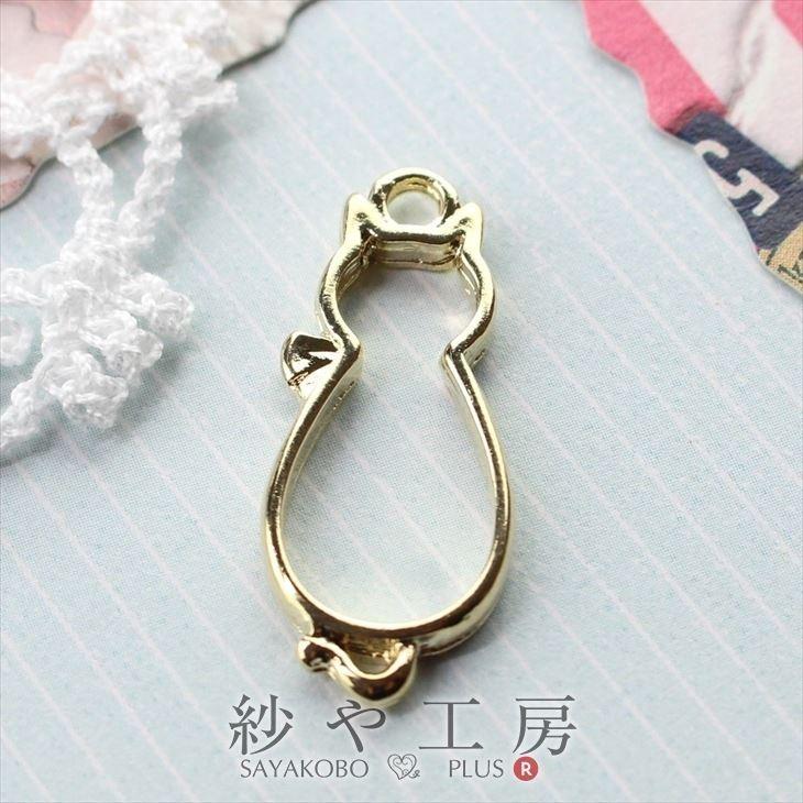 空枠 レジン 型 小さめ 猫 カン付 ゴールド 28mm 1個 1ヶ ねこ 子猫 