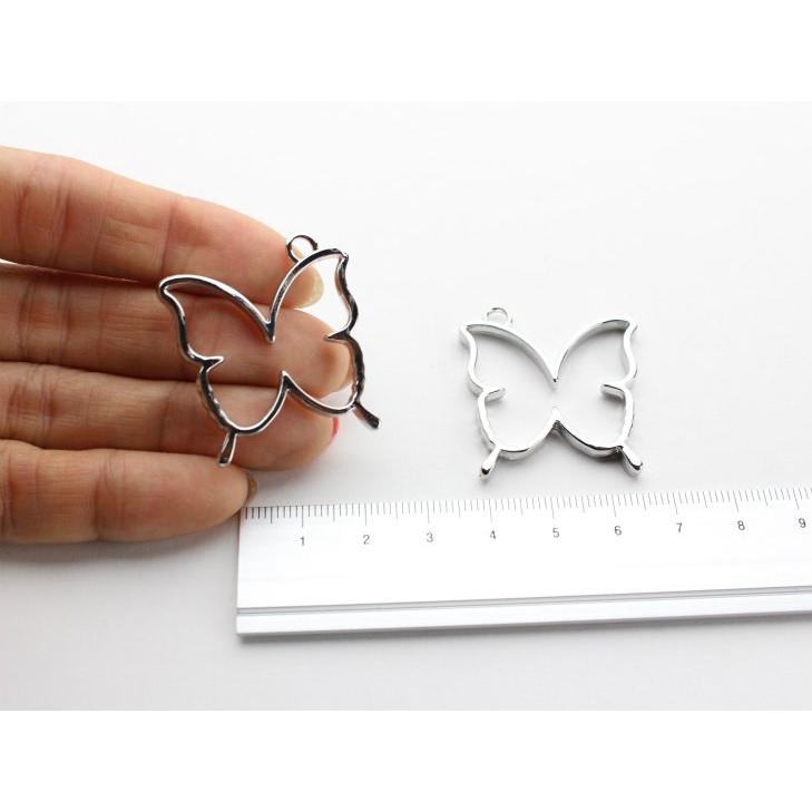 空枠 レジン 型 バタフライ カン付 シルバー 35mm 1個 1ヶ 蝶