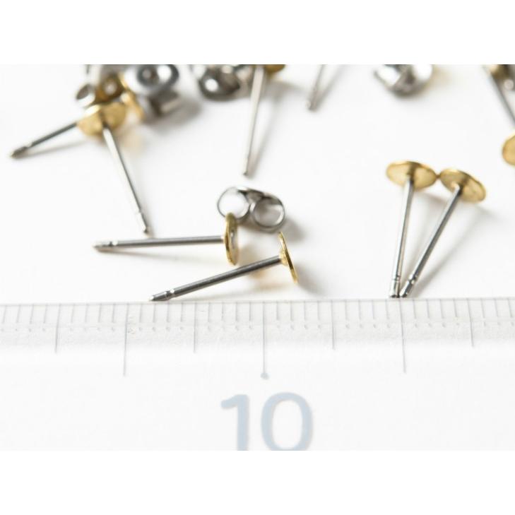 平皿付チタンポストピアス チタンキャッチ付き 約4mm 約10ぺア 丸皿