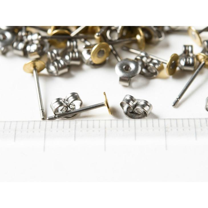 平皿付チタンポストピアス チタンキャッチ付き 約4mm 約50ぺア 丸皿 