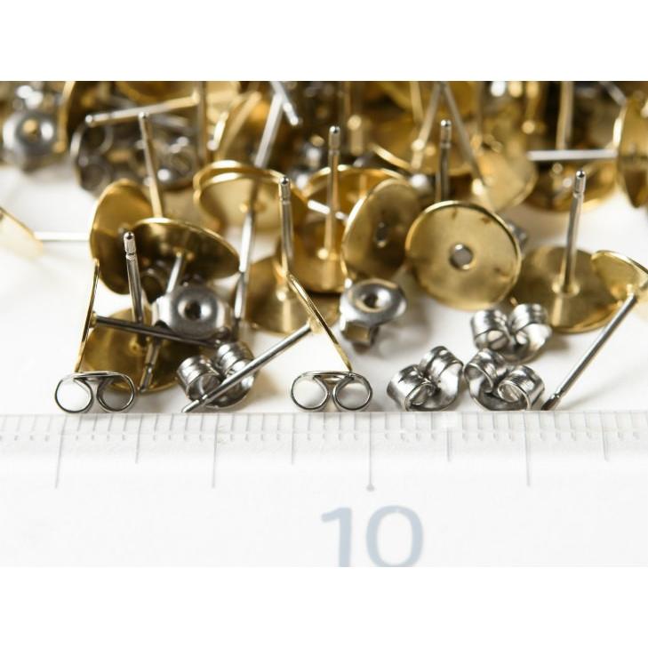 平皿付チタンポストピアス チタンキャッチ付き 約8mm 約50ぺア 丸皿 