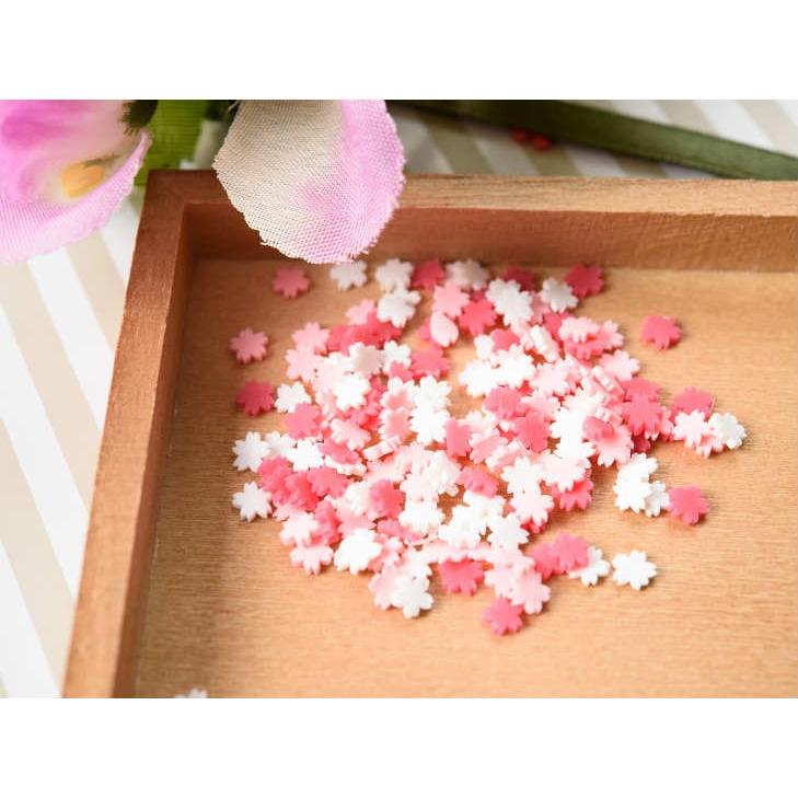 レジン パーツ 封入 素材 ポリマークレイ チップ 桜 約5x5mm 赤ピンク