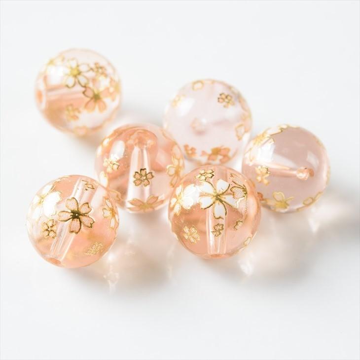 ビーズパーツ 桜ビーズ 透明 12mm ピンク 6個 6ヶ 約1.2cm ビーズ 桜