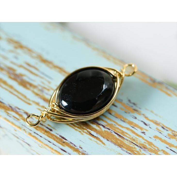 天然石チャーム ワイヤーラッピング ピアスチャーム ブラックオニキス