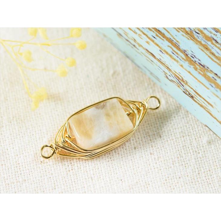 天然石チャーム ワイヤーラッピング チャーム ゴールデンタイガーアイ 1個 1ヶ ワイヤーチャーム 繋ぎパーツ ２つ穴 長方形 天然石 Ap 紗や工房 Yahoo 店 通販 Yahoo ショッピング