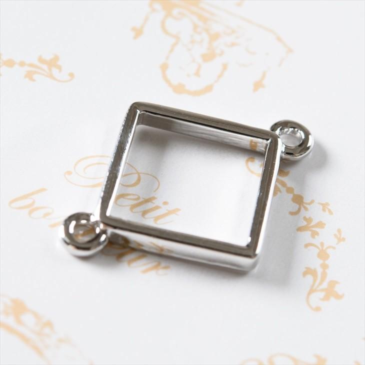 レジン枠 スクエア 2カン付 23mm シルバー 10個 10ヶ 約2.3cm