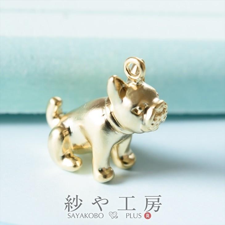 メタルチャーム ブルドッグ 15.5mm ゴールド 1個 1ヶ 約1.55cm ミニ