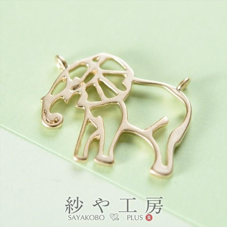 メタルチャーム 象 16mm ゴールド 1個 1ヶ 約1.6cm 2カン付 真鍮