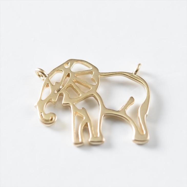 メタルチャーム 象 16mm ゴールド 1個 1ヶ 約1.6cm 2カン付 真鍮