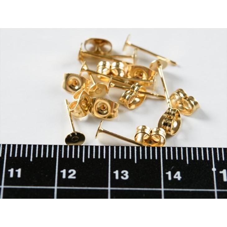 サージカルステンレス 316L ピアスパーツ 5ペア 約10個 ステンレス316L 金属アレルギー ポストピアス 4mm平皿 キャッチ付 12mm ゴールド|ysayakobo|03
