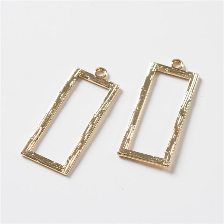 チャーム（金属） 長方形チャーム 2個 2ヶ 34mm ゴールド CCBメッキ