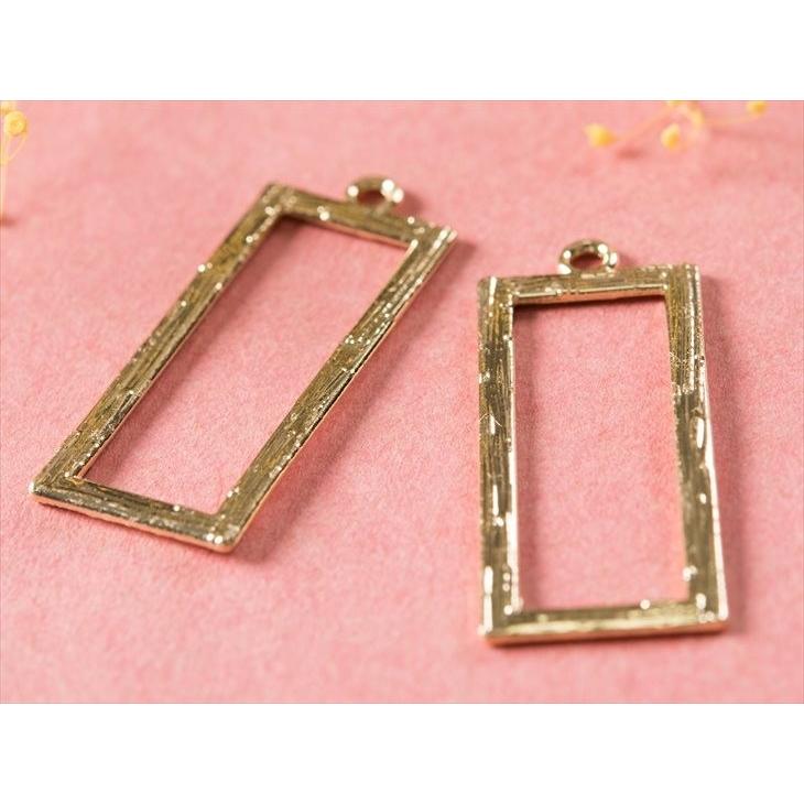 チャーム（金属） 長方形チャーム 2個 2ヶ 34mm ゴールド CCBメッキ